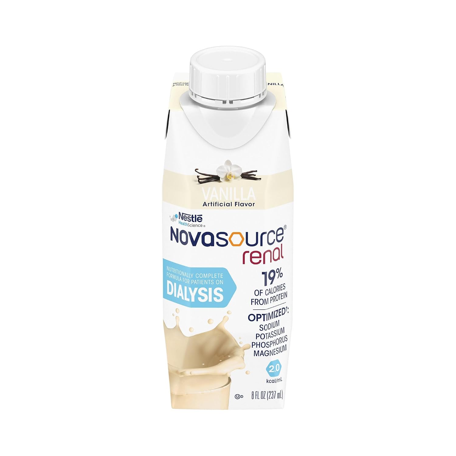 Nestle Novasource Renal Nutritionally Complete Formula Vanilla, 8 oz, 6 ct | Oral Supplement,Adult,8 oz.,Carton,Vanilla Flavor,Protein