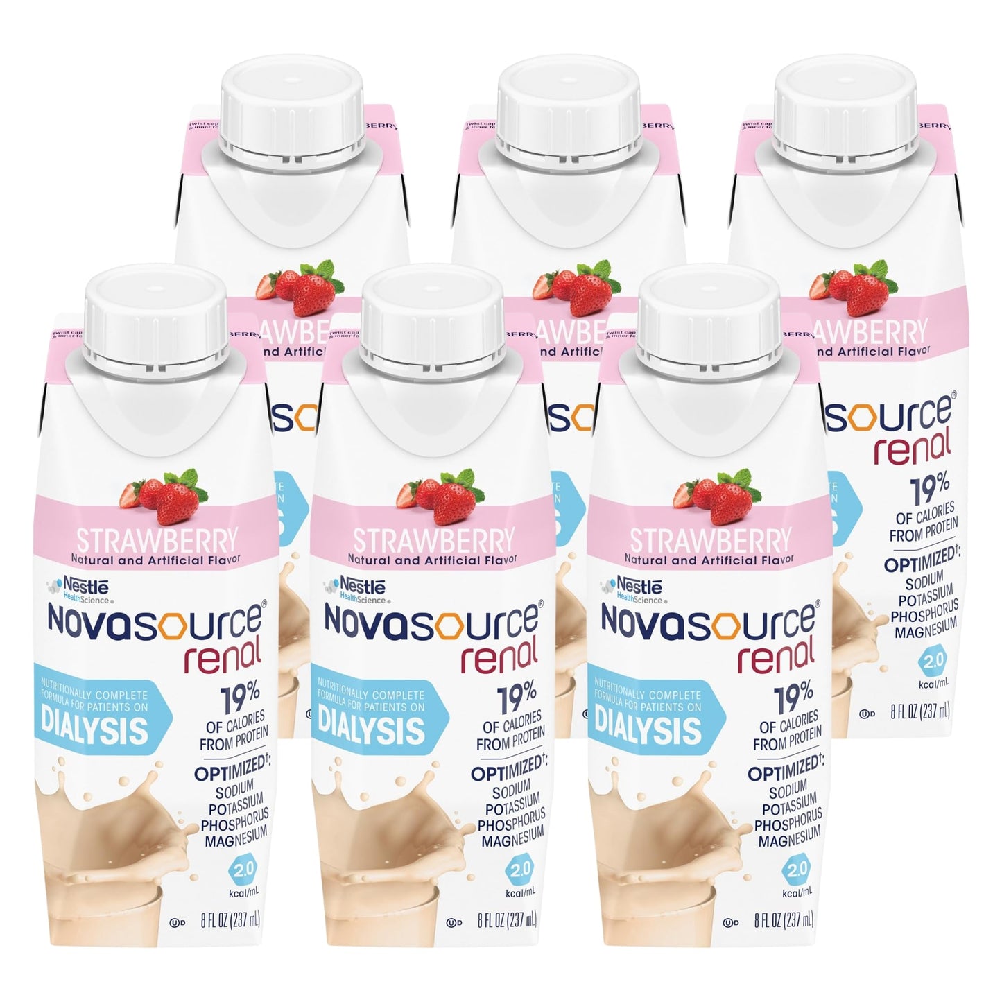 Nestle Novasource Renal Nutritionally Complete Formula Vanilla, 8 oz, 6 ct | Oral Supplement,Adult,8 oz.,Carton,Vanilla Flavor,Protein