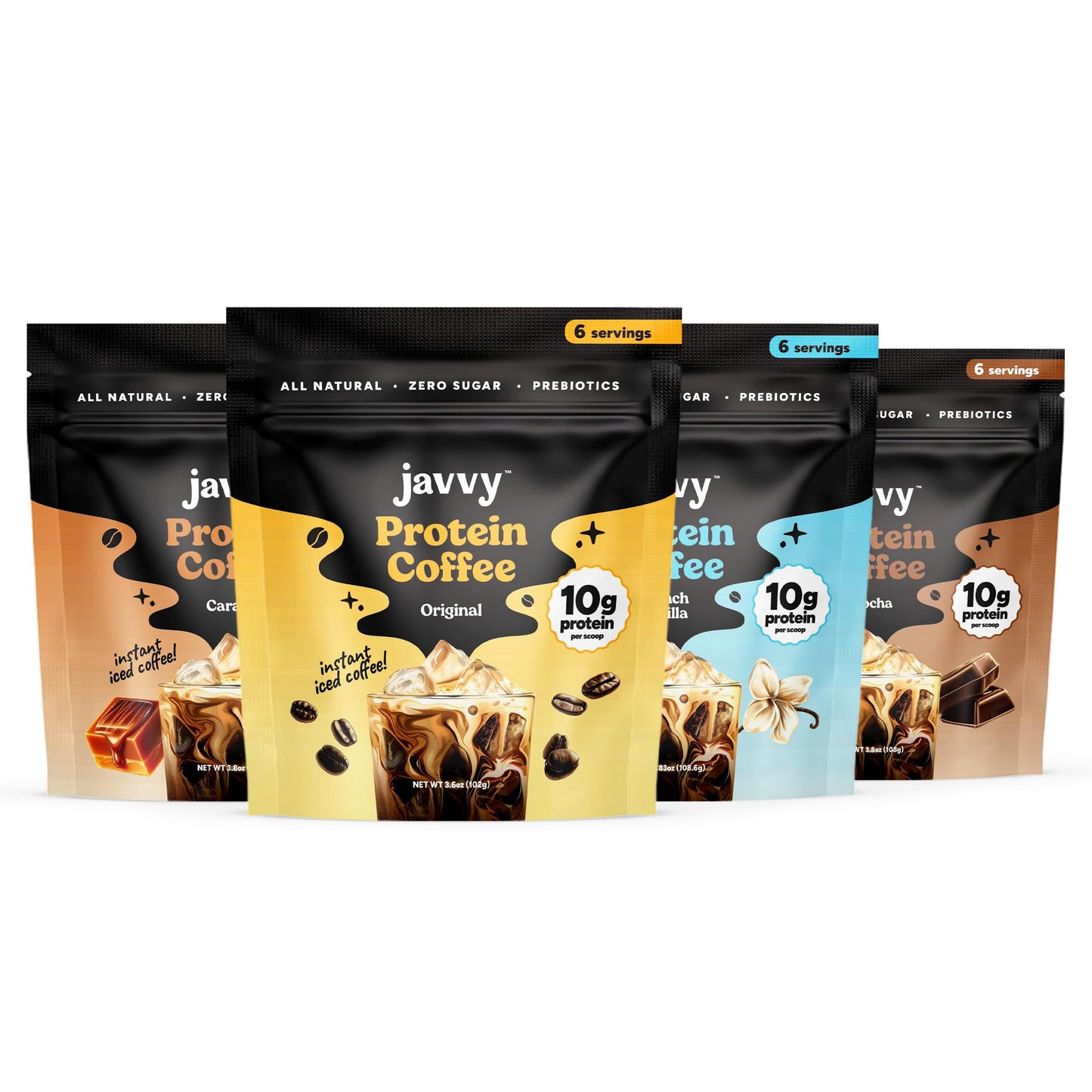 Javvy Protein Iced Coffee - Premium Whey Protein & Iced Coffees, 100% Natural Cold Brew, Zero Artificial Flavors & Sweeteners, 80mg Caffeine, No Added Sugar, 20 Servings, White Choc Mocha Discontinued
