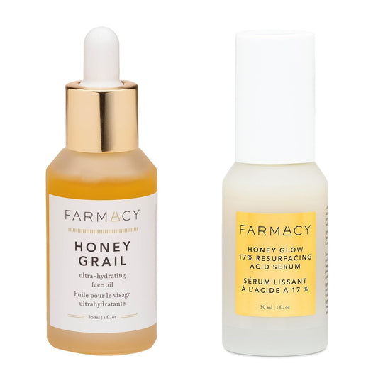 Farmacy Honey Glow & Honey Grail Bundle - 17% AHA & BHA Resurfacing Night Serum & Face Oil
