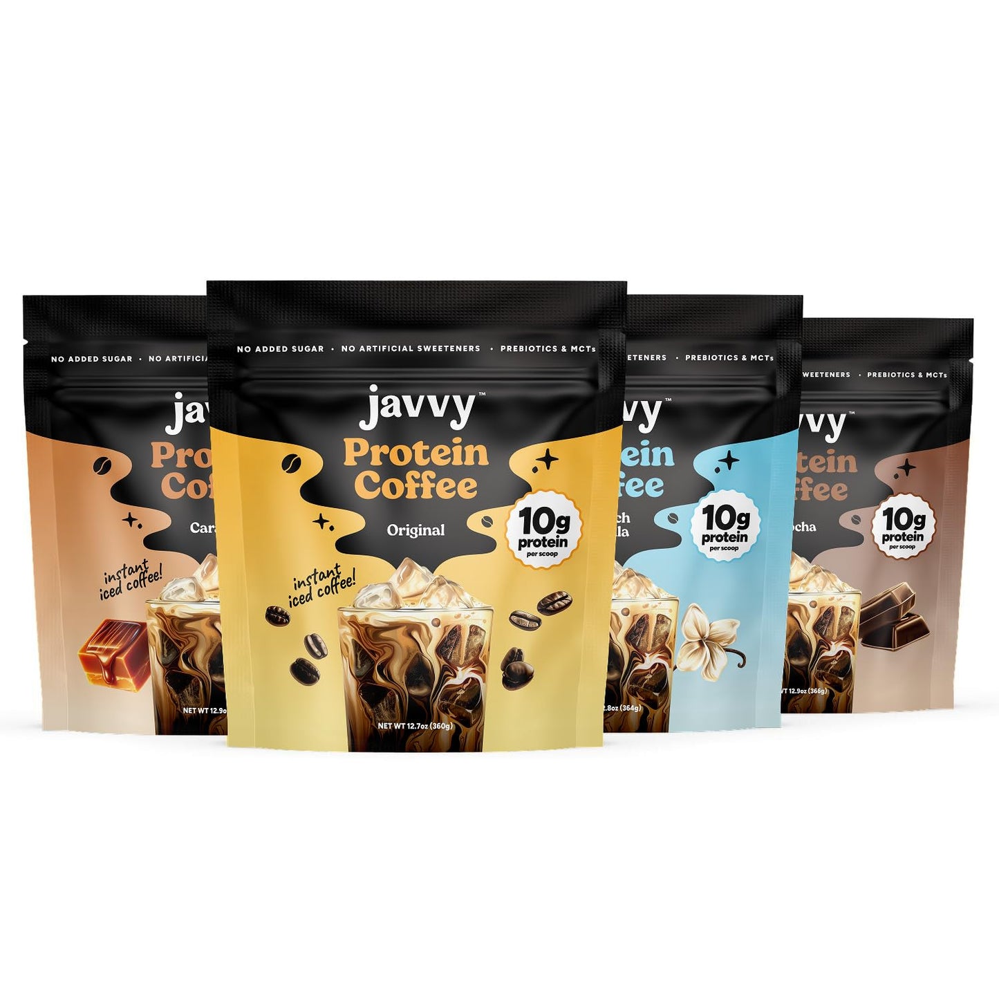 Javvy Protein Iced Coffee - Premium Whey Protein & Iced Coffees, 100% Natural Cold Brew, Zero Artificial Flavors & Sweeteners, 80mg Caffeine, No Added Sugar, 20 Servings, White Choc Mocha Discontinued