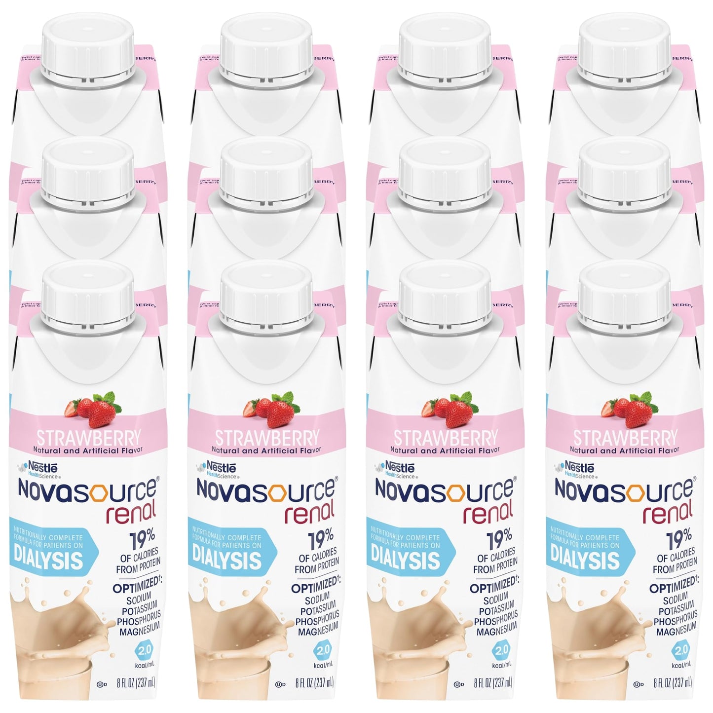 Nestle Novasource Renal Nutritionally Complete Formula Vanilla, 8 oz, 6 ct | Oral Supplement,Adult,8 oz.,Carton,Vanilla Flavor,Protein
