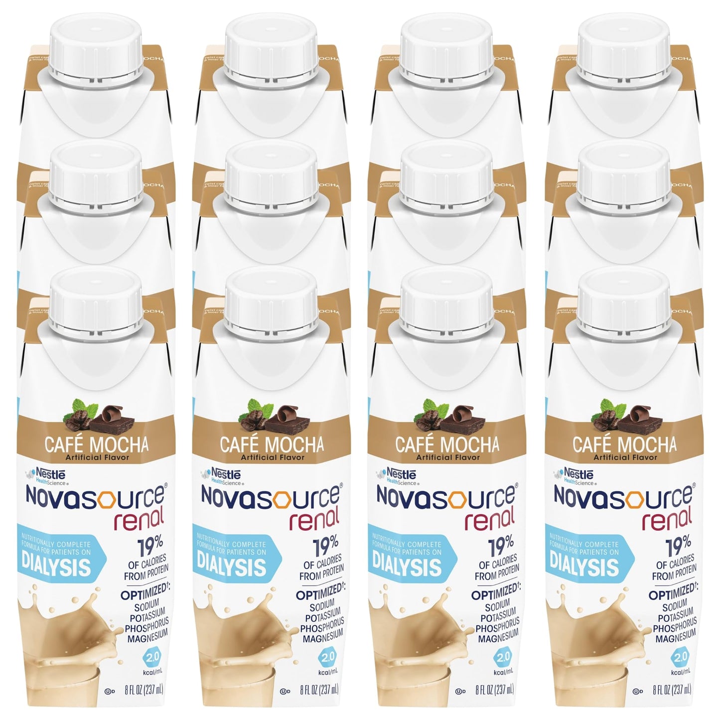 Nestle Novasource Renal Nutritionally Complete Formula Vanilla, 8 oz, 6 ct | Oral Supplement,Adult,8 oz.,Carton,Vanilla Flavor,Protein