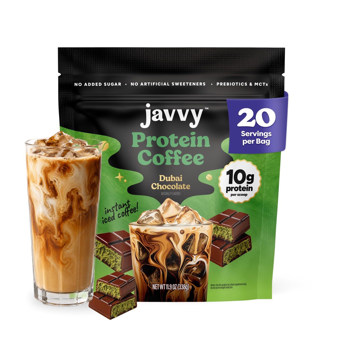 Javvy Protein Iced Coffee - Premium Whey Protein & Iced Coffees, 100% Natural Cold Brew, Zero Artificial Flavors & Sweeteners, 80mg Caffeine, No Added Sugar, 20 Servings, White Choc Mocha Discontinued