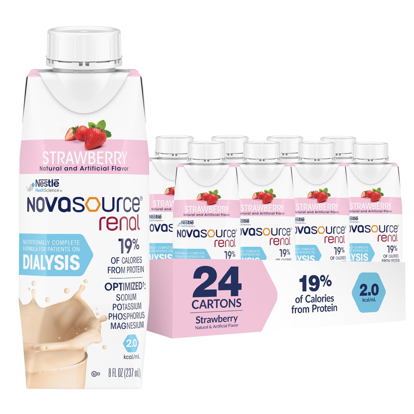Nestle Novasource Renal Nutritionally Complete Formula Vanilla, 8 oz, 6 ct | Oral Supplement,Adult,8 oz.,Carton,Vanilla Flavor,Protein