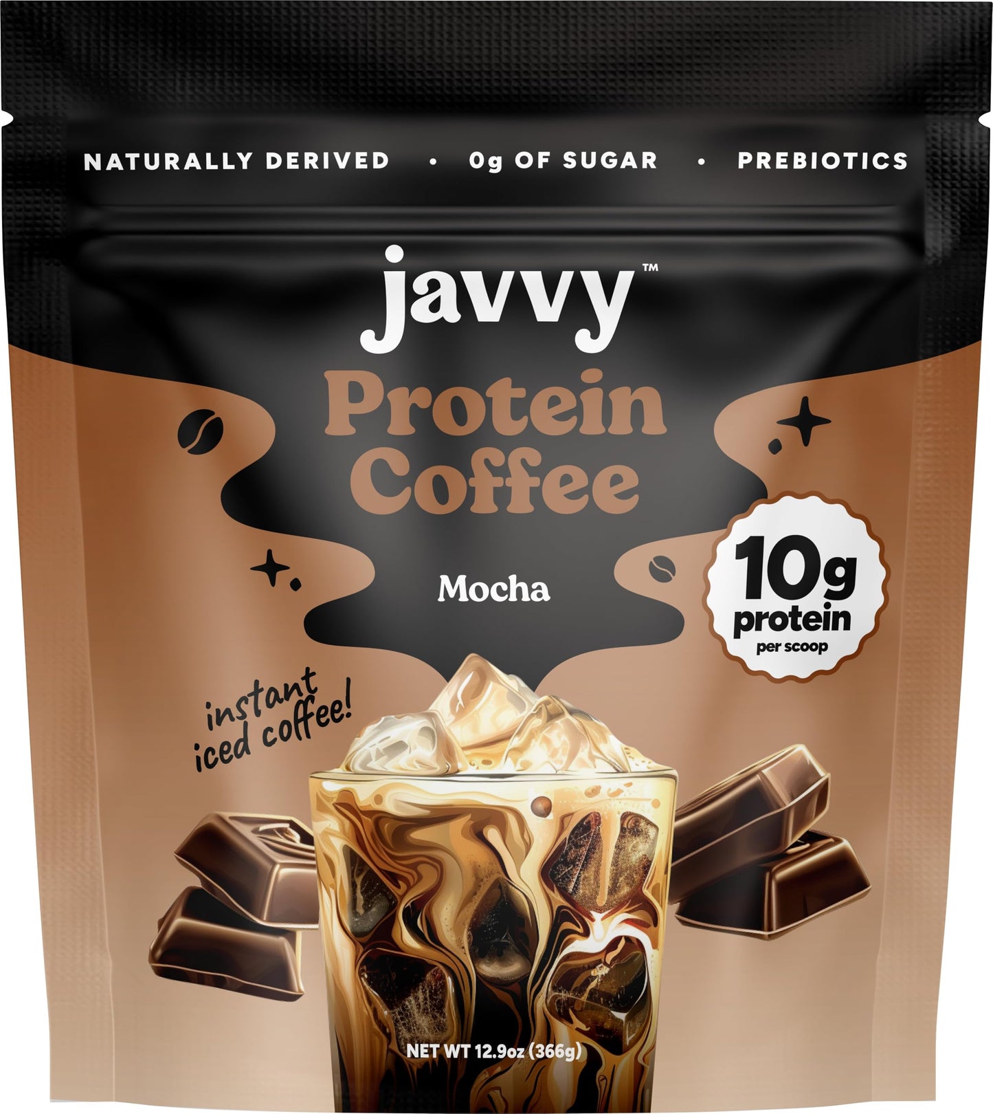 Javvy Protein Iced Coffee - Premium Whey Protein & Iced Coffees, 100% Natural Cold Brew, Zero Artificial Flavors & Sweeteners, 80mg Caffeine, No Added Sugar, 20 Servings, White Choc Mocha Discontinued