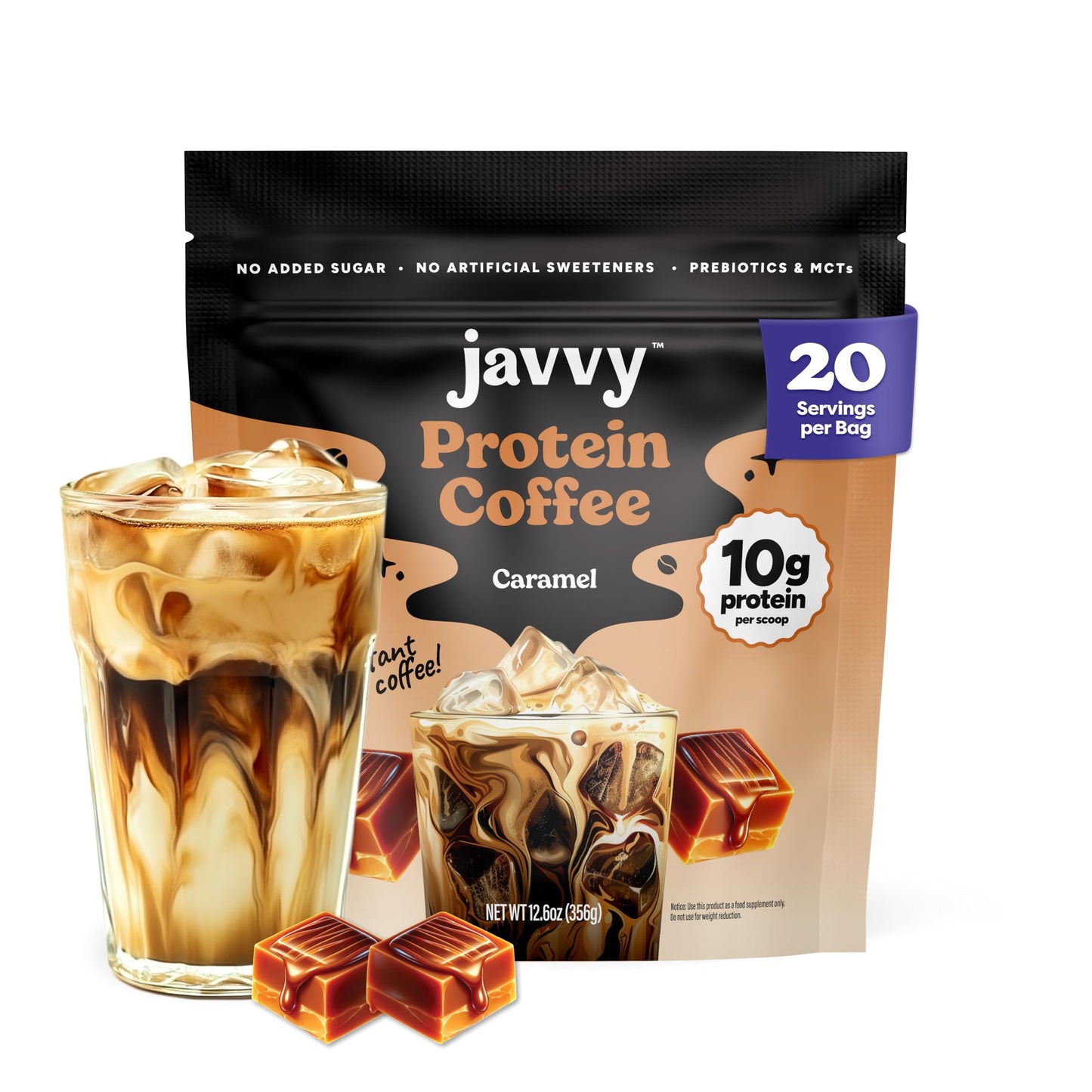 Javvy Protein Iced Coffee - Premium Whey Protein & Iced Coffees, 100% Natural Cold Brew, Zero Artificial Flavors & Sweeteners, 80mg Caffeine, No Added Sugar, 20 Servings, White Choc Mocha Discontinued